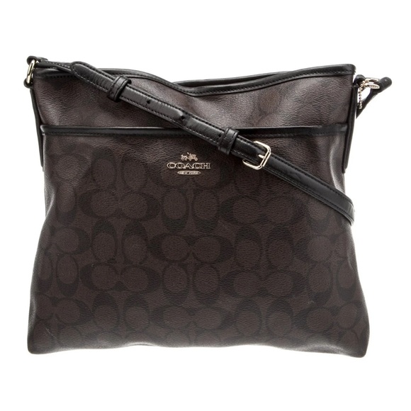 Coach Signature Logo Leather Crossbody Messenger Bag Purse - Picture 1 of 13